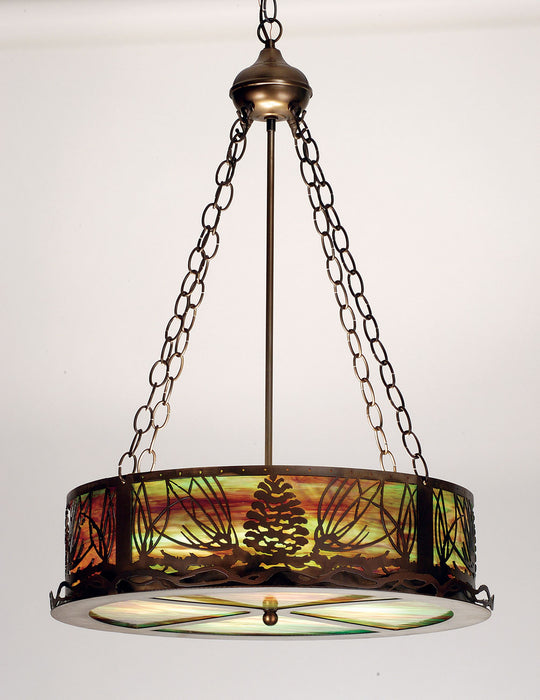 Meyda Tiffany - 30168 - Four Light Inverted Pendant - Mountain Pine - Antique Copper,Custom