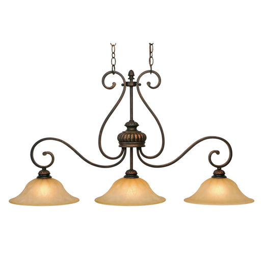 Golden - 7116-10 LC - Three Light Linear Pendant - Mayfair - Leather Crackle