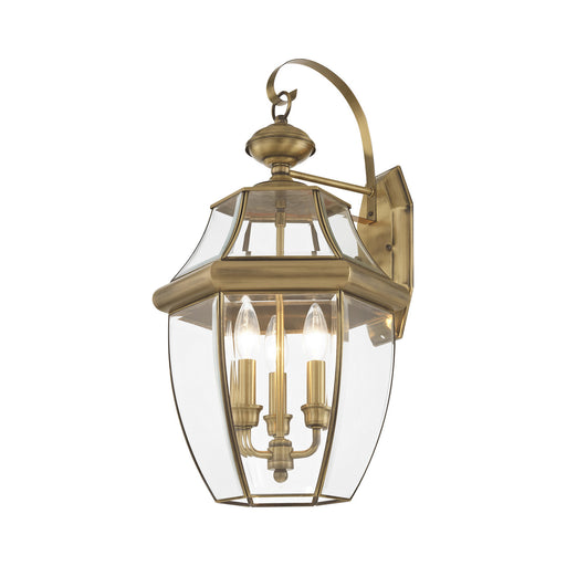 Livex Lighting - 2351-01 - Three Light Outdoor Wall Lantern - Monterey - Antique Brass
