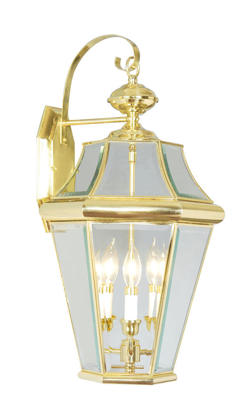 Livex Lighting - 2361-02 - Three Light Outdoor Wall Lantern - Georgetown - Polished Brass