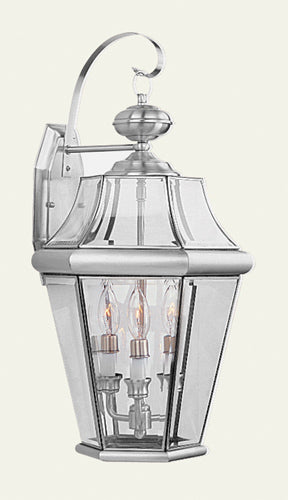 Livex Lighting - 2361-91 - Three Light Outdoor Wall Lantern - Georgetown - Brushed Nickel