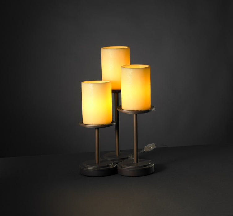 Justice Designs - CNDL-8797-10-AMBR-DBRZ - Three Light Table Lamp - CandleAria - Dark Bronze