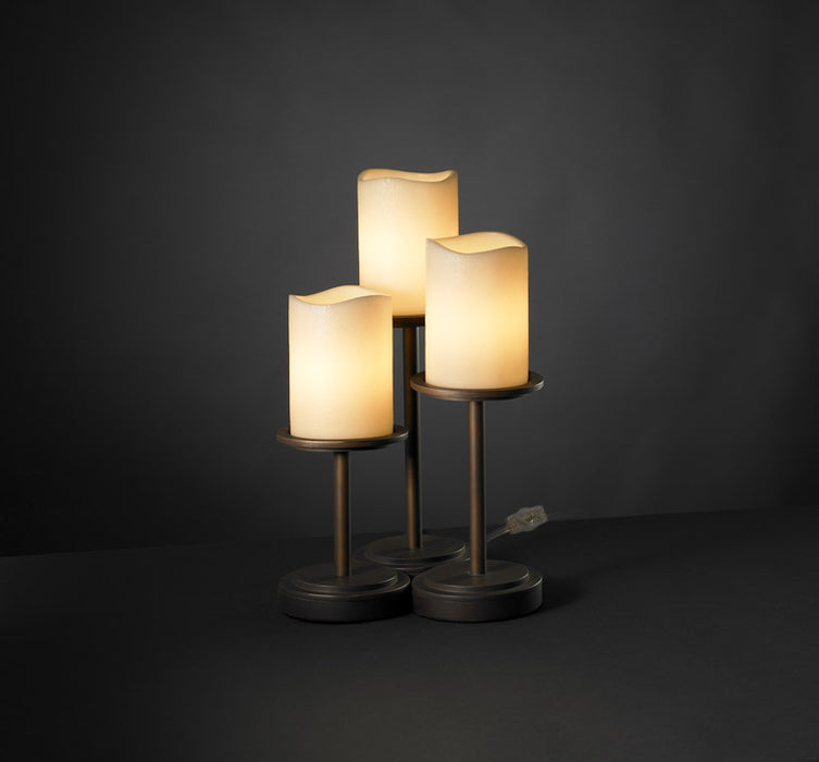 Justice Designs - CNDL-8797-14-CREM-DBRZ - Three Light Table Lamp - CandleAria - Dark Bronze