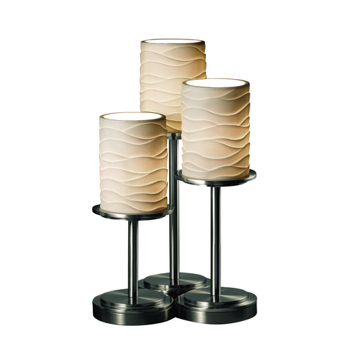 Justice Designs - POR-8797-10-WAVE-NCKL - Three Light Table Lamp - Limoges - Brushed Nickel