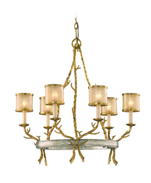 Corbett Lighting - 66-06 - Six Light Chandelier - Parc Royale - Gold And Silver Leaf