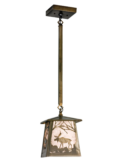 Meyda Tiffany - 15658 - One Light Pendant - Moose At Dawn - Antique Copper