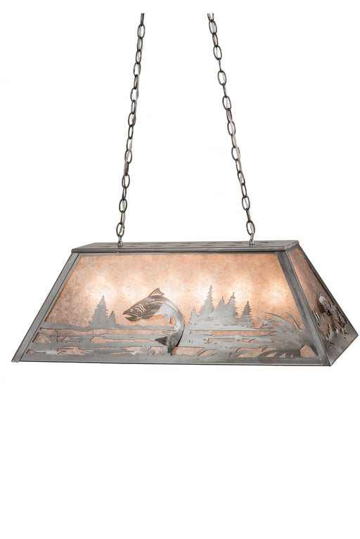 Meyda Tiffany - 15680 - Six Light Oblong Pendant - Leaping Trout - Steel