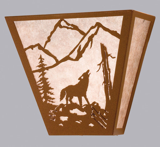 Meyda Tiffany - 23948 - Two Light Wall Sconce - Northwoods Wolf On The Loose - Rust