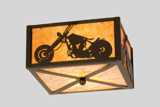 Meyda Tiffany - 23987 - Two Light Flushmount - Motorcycle - Timeless Bronze