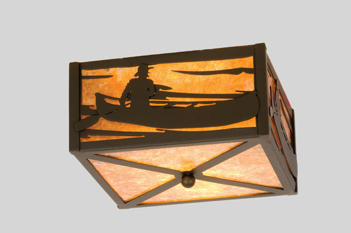 Meyda Tiffany - 23991 - Two Light Flushmount - Canoe At Lake - Timeless Bronze