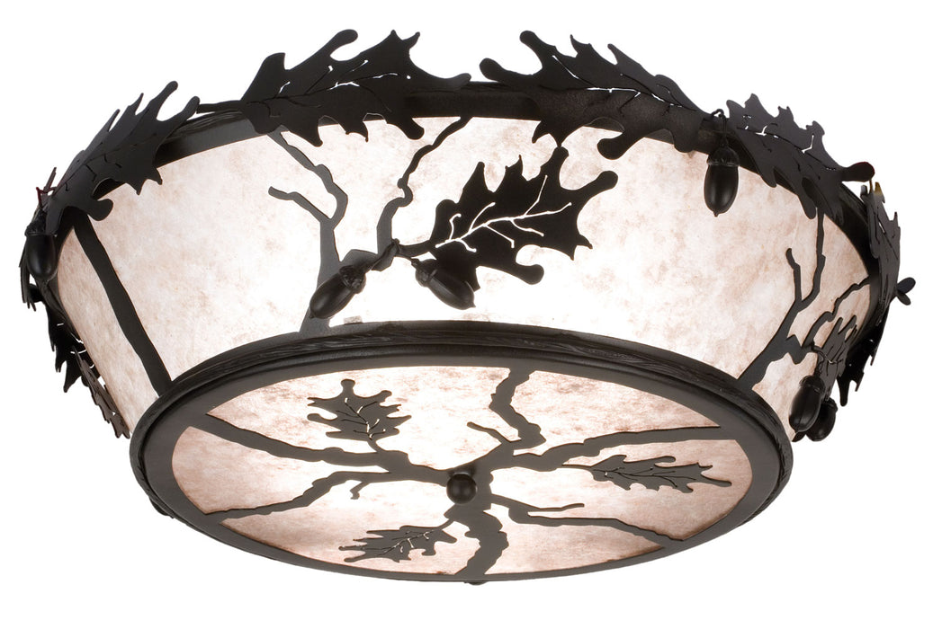 Meyda Tiffany - 26224 - Four Light Flushmount - Oak Leaf & Acorn - Black/Silver Mica