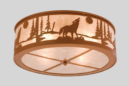 Meyda Tiffany - 26987 - Four Light Flushmount - Northwoods Wolf On The Loose - Rust