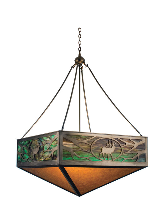 Meyda Tiffany - 29128 - Six Light Inverted Pendant - Lone Elk - Antique Copper