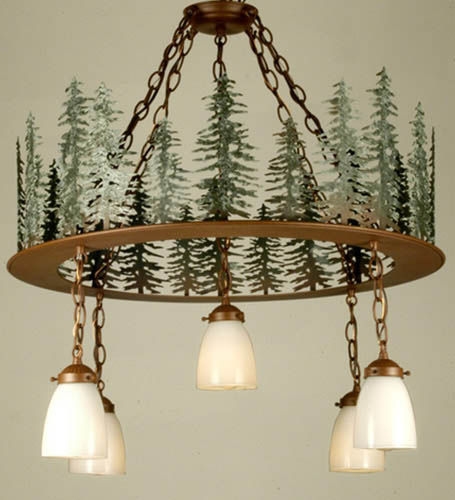 Meyda Tiffany - 29557 - Five Light Chandelier - Tall Pines - Rust