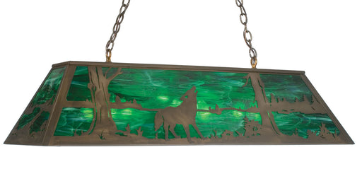 Meyda Tiffany - 31634 - Six Light Pendant - Northwoods Wolf At Lake - Antique Copper