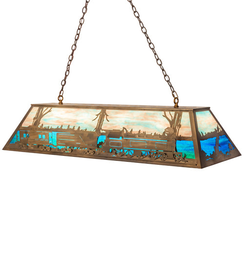 Meyda Tiffany - 31657 - Nine Light Oblong Pendant - Train - Antique Copper,Custom