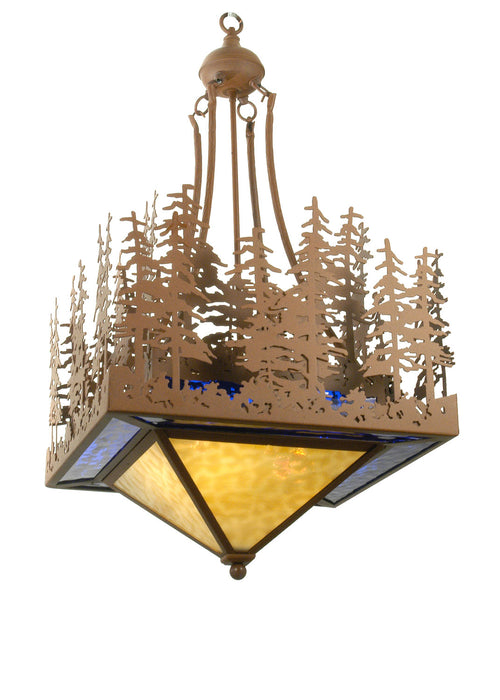 Meyda Tiffany - 32211 - Four Light Inverted Pendant - Pine Lake - Rust