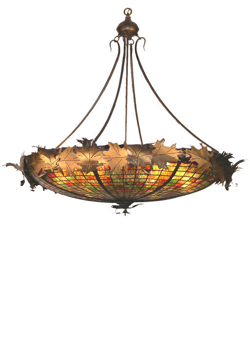 Meyda Tiffany - 37514 - Six Light Inverted Pendant - Greenbriar Oak - Antique Copper