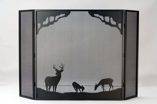 Meyda Tiffany - 38521 - Fireplace Screen - Deer At Dawn - Black Mesh