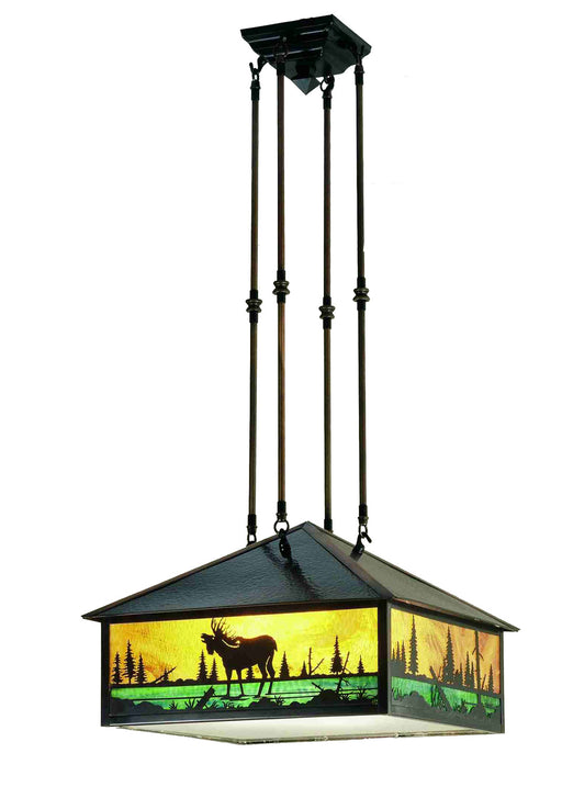 Meyda Tiffany - 38681 - Three Light Pendant - Moose Creek - Ha/Eb Craftsman