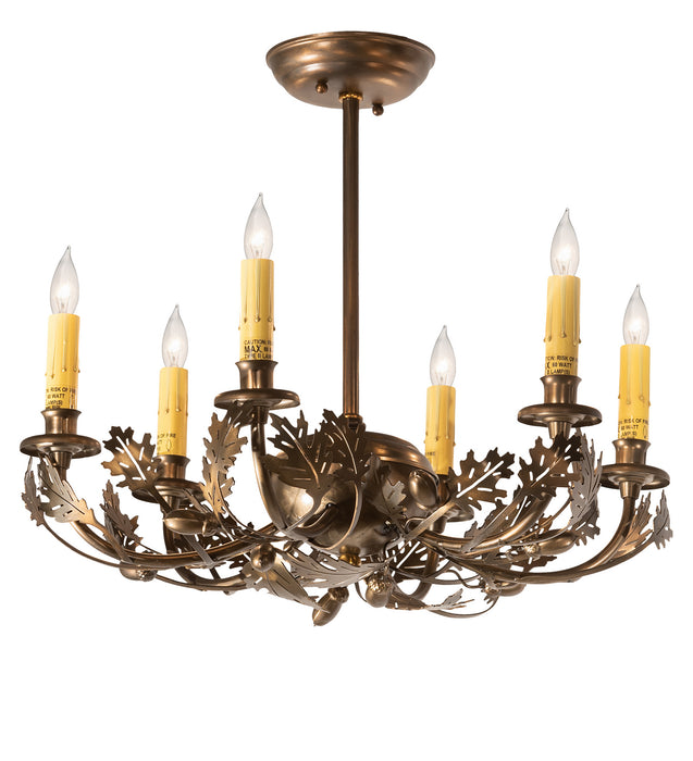 Meyda Tiffany - 50095 - Six Light Chandelier - Oak Leaf & Acorn - Antique Copper