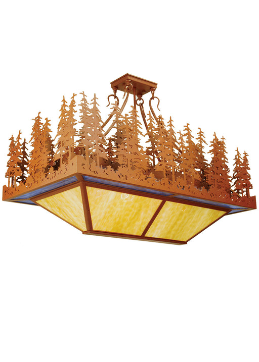 Meyda Tiffany - 50960 - Four Light Oblong Inverted Pendant - Pine Lake - Rust