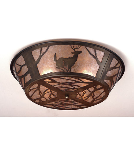 Meyda Tiffany - 51233 - Four Light Flushmount - Deer On The Loose - Antique Copper