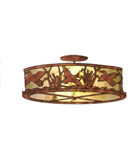 Meyda Tiffany - 51499 - Two Light Flushmount - Ducks In Flight - Antique Copper