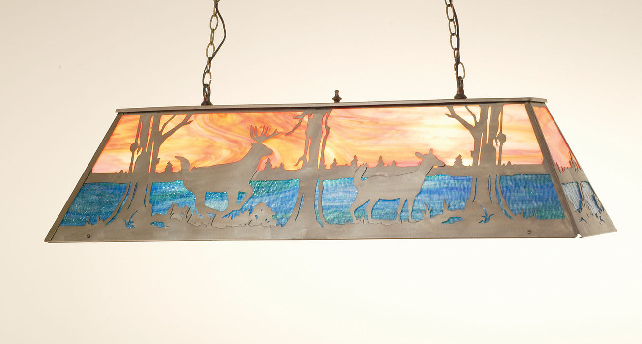 Meyda Tiffany - 56819 - Six Light Oblong Pendant - Buck & Doe - Orange Sky/Eb Water