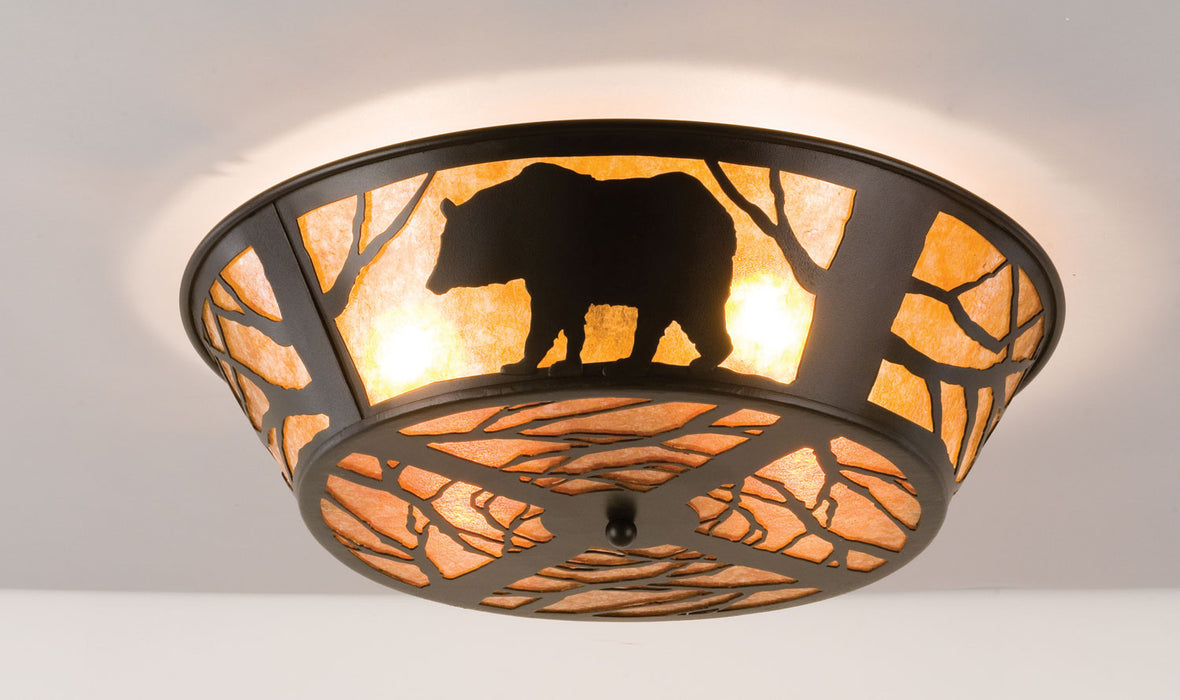 Meyda Tiffany - 66209 - Four Light Flushmount - Bear On The Loose - Antique Copper