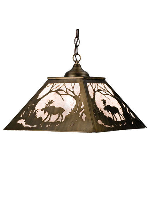 Meyda Tiffany - 68151 - Two Light Pendant - Moose At Dawn - Antique Copper