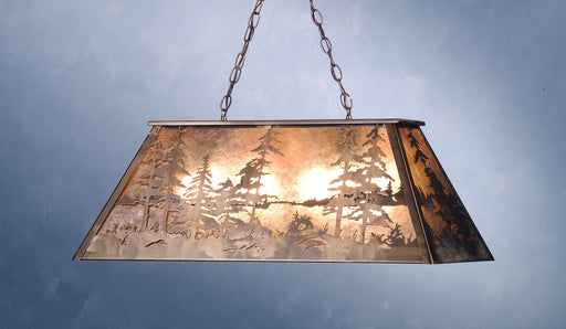 Meyda Tiffany - 72132 - Six Light Oblong Pendant - Tall Pines - Antique Copper