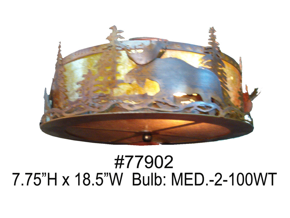Meyda Tiffany - 77902 - Two Light Flushmount - Moose At Dusk - Rust