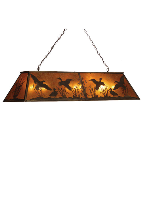 Meyda Tiffany - 81741 - Nine Light Oblong Pendant - Ducks In Flight - Antique Copper