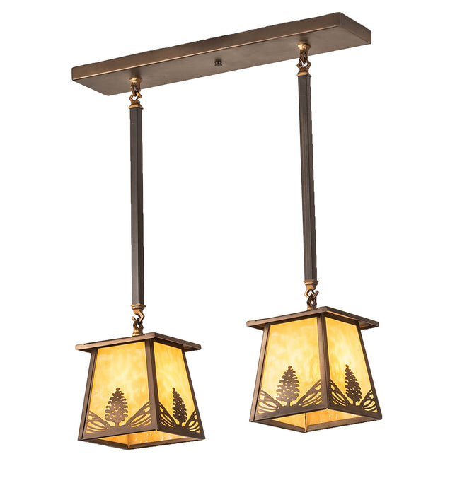 Meyda Tiffany - 82140 - Two Light Island Pendant - Mountain Pine - Antique Copper