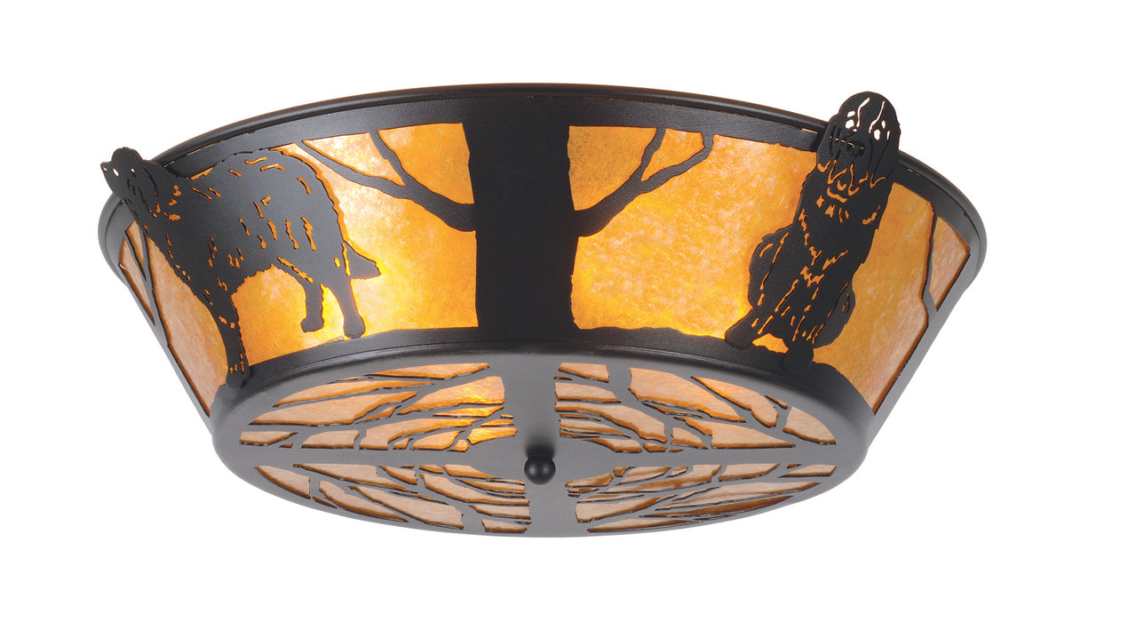 Meyda Tiffany - 98409 - Four Light Flushmount - Big Dogs - Black/Amber Mica