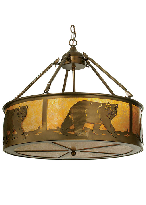 Meyda Tiffany - 98440 - Four Light Pendant - Northwoods Lone Bear - Antique Copper