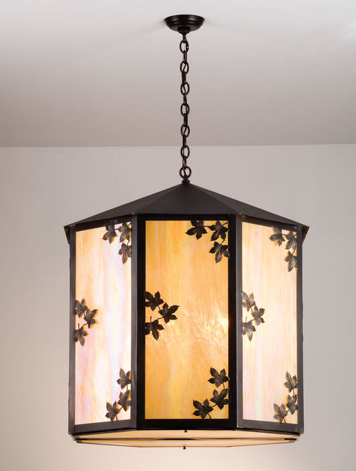Meyda Tiffany - 98870 - Four Light Pendant - Maple Leaf - Craftsman Brown