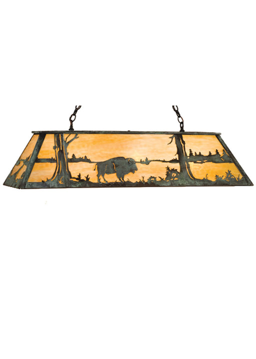 Meyda Tiffany - 99239 - Six Light Pendant - Buffalo At Lake - Antique Copper,Verdigris