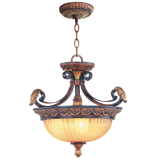 Livex Lighting - 8565-63 - Three Light Pendant/Ceiling Mount - Villa Verona - Verona Bronze w/ Aged Gold Leaf Accents