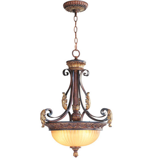 Livex Lighting - 8567-63 - Three Light Pendant - Villa Verona - Verona Bronze w/ Aged Gold Leaf Accents