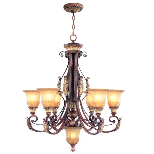Livex Lighting - 8576-63 - Seven Light Chandelier - Villa Verona - Verona Bronze w/ Aged Gold Leaf Accents