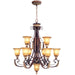 Livex Lighting - 8579-63 - Ten Light Chandelier - Villa Verona - Verona Bronze w/ Aged Gold Leaf Accents