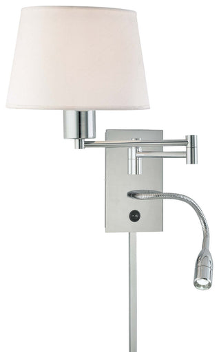 One Light Swing Arm Wall Lamp W/ LED Reading Lamp