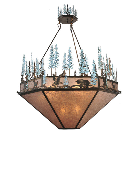 Meyda Tiffany - 106009 - Nine Light Inverted Pendant - Wildlife At Pine Lake - Antique Copper