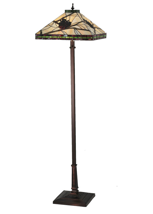 Meyda Tiffany - 106506 - Two Light Floor Lamp - Pinecone - Beige Xag Burgundy