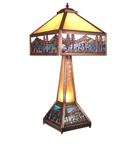 Meyda Tiffany - 19632 - Two Light Table Lamp - Deer Lodge - Craftsman Brown