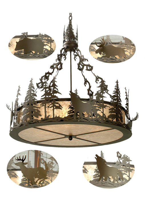 Meyda Tiffany - 28711 - Four Light Inverted Pendant - Wildlife At Dusk - Cafe-Noir