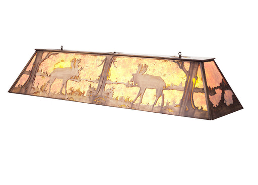 Meyda Tiffany - 29900 - Nine Light Oblong Pendant - Moose At Lake - Antique Copper