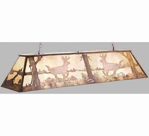 Meyda Tiffany - 37647 - Six Light Oblong Pendant - Deer At Lake - Antique Copper